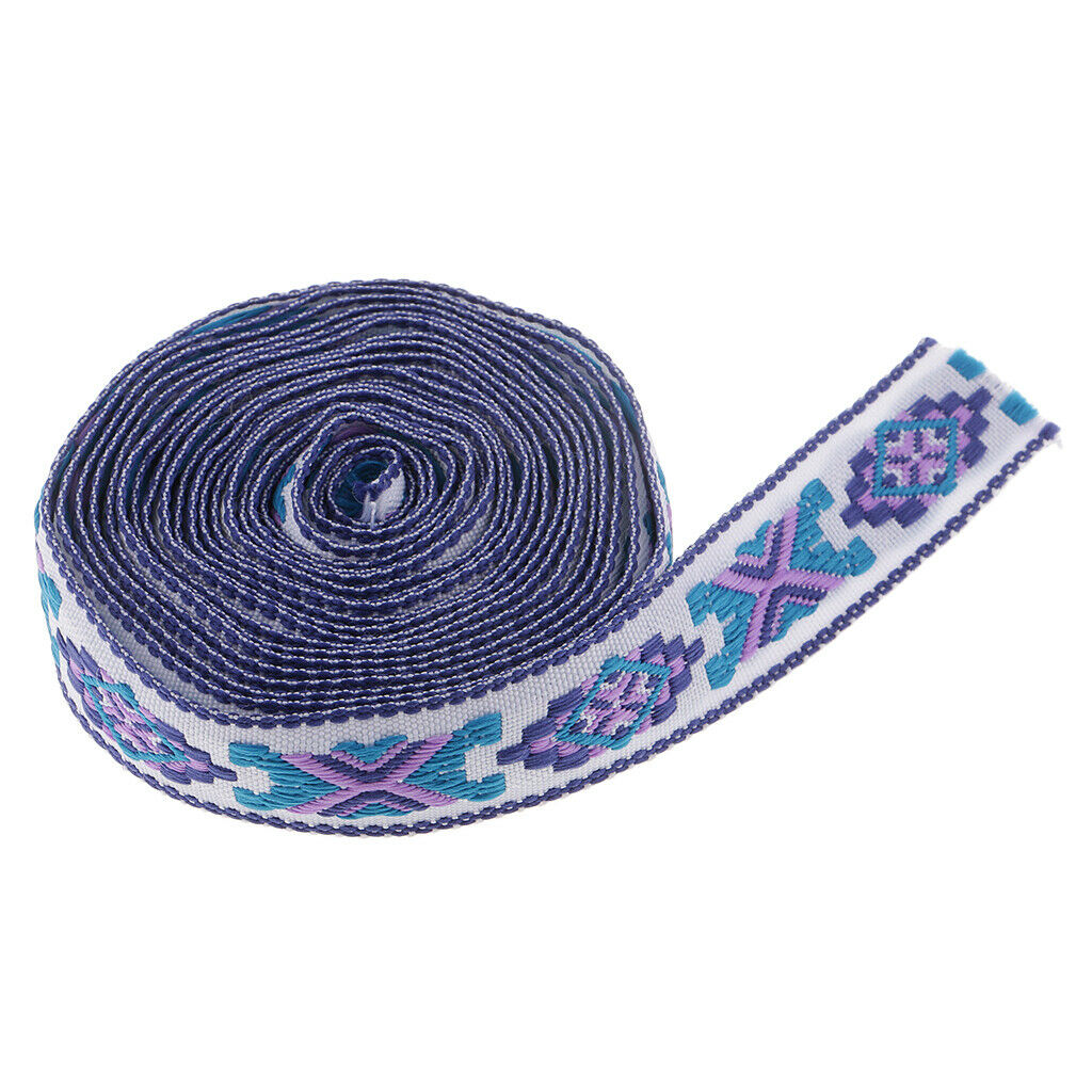 3 Yd Ethnic Embroidery Fringe Jacquard Ribbons for DIY Craft Cloth Accs 20mm
