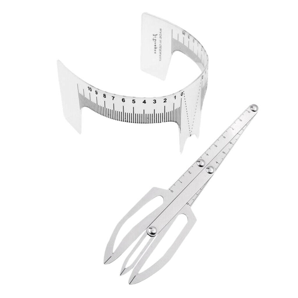 Stainless Calipers Eyebrow Microblading Ratio Measure Tool + Shaper Ruler