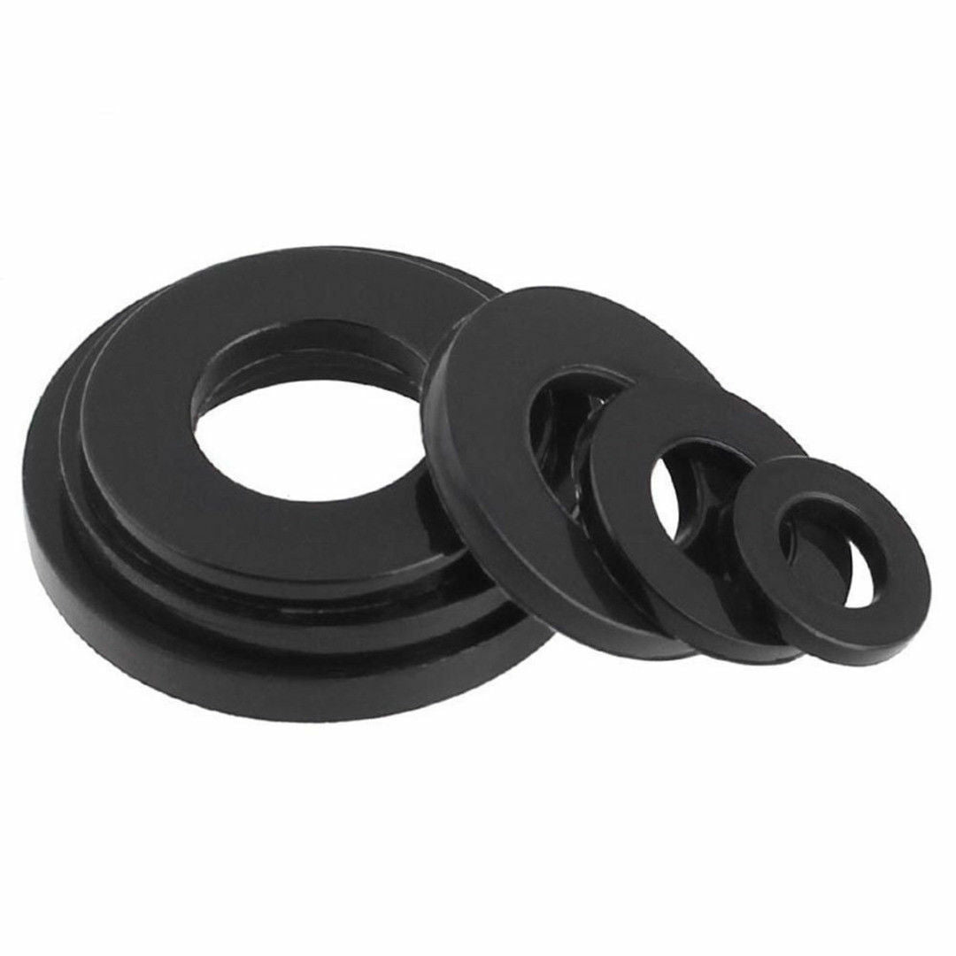 350pcs Set 7 Sizes Black Nylon Flat Washer Assortment Kit M2/M2.5/M3/M4/M5/M6/M8
