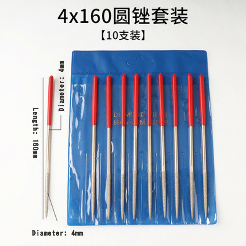 10pcs 4x160mm Round Diamond Grit File Set Sharpening  For Wood Metal Plastic