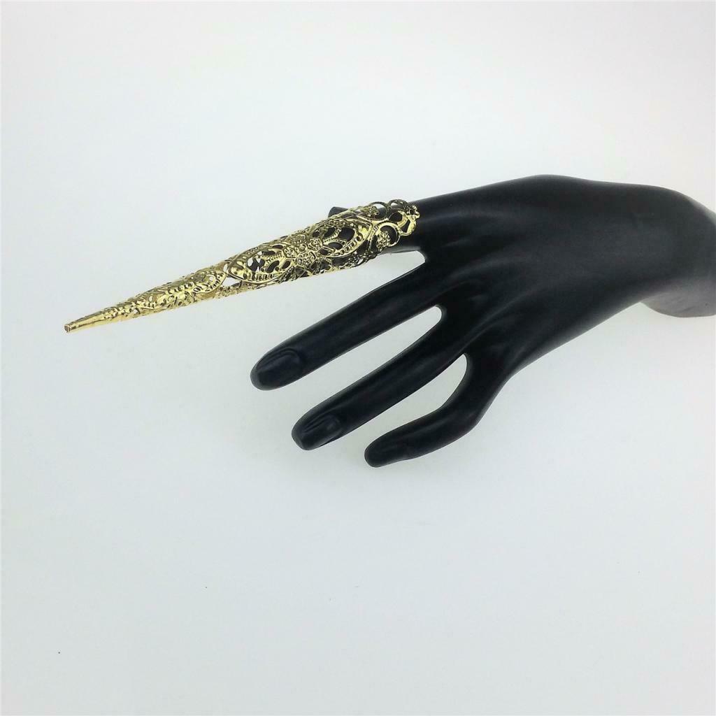 Women Ladies Imperial Chinese Long Nail Ring Charm Hollow Finger Nail Ring