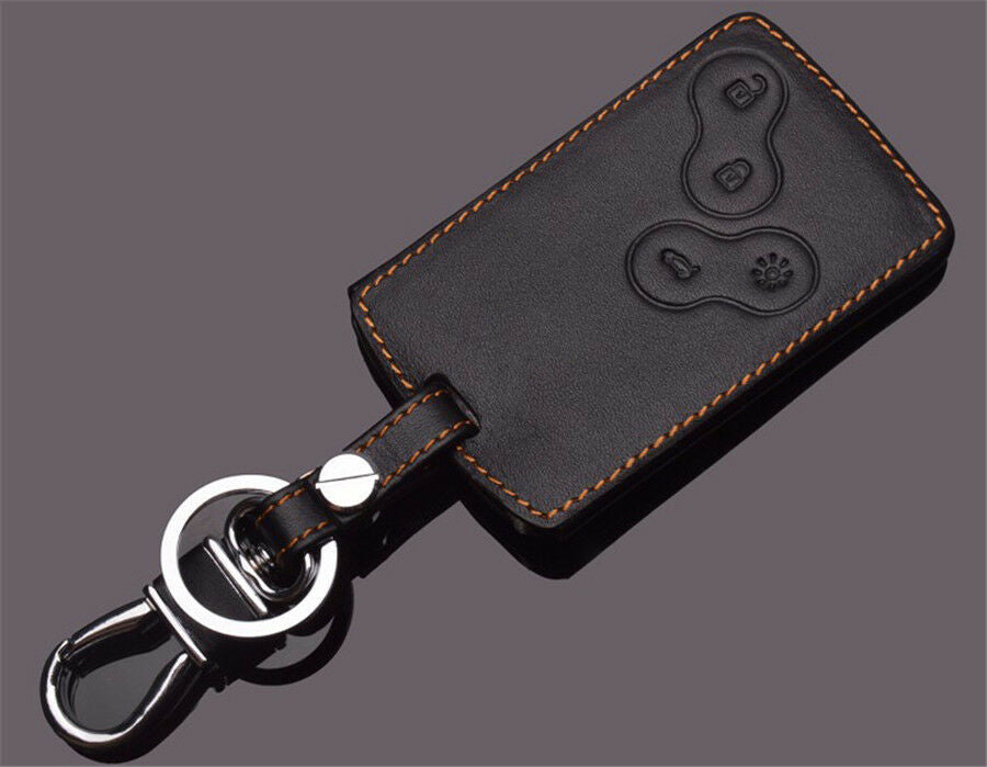 Leather Key Case Cover w/ Keychain For Renault Sandero Scenic Captur Clio Duste