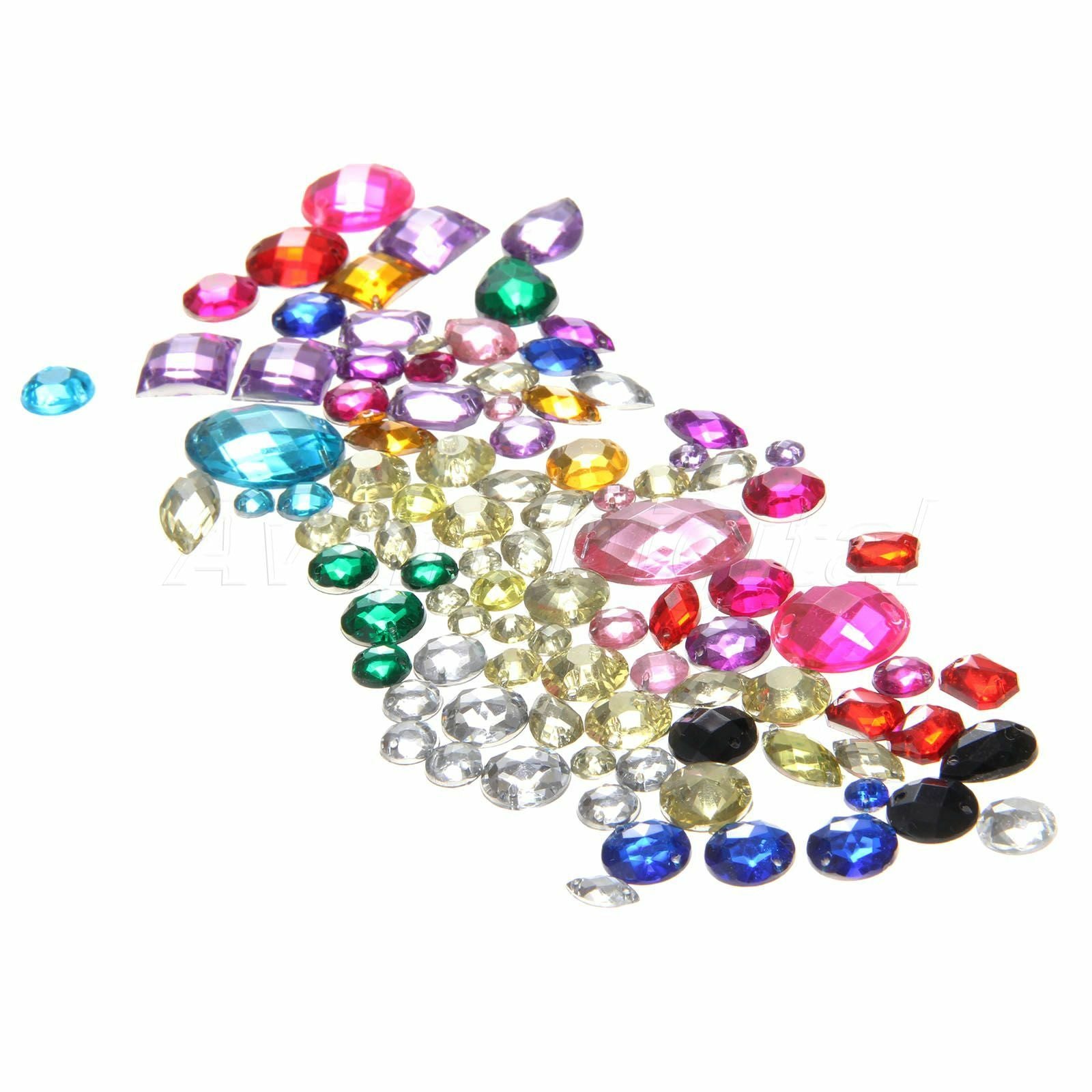 100pcs Sew On Crystal 6-25mm Rhinestone Teardrop AB Glass Sewing Gem Flatback
