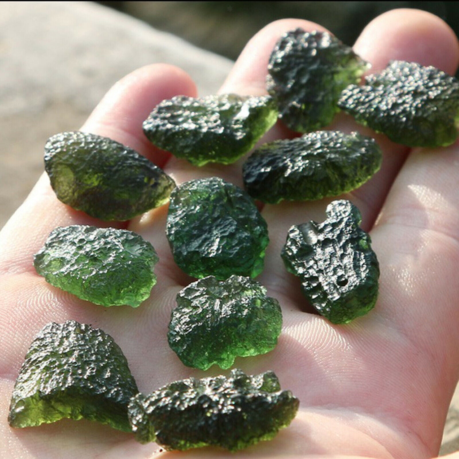 2X Beautiful Moldavite Crystal Aerolites Necklace Pendant with Lanyard 3-5g