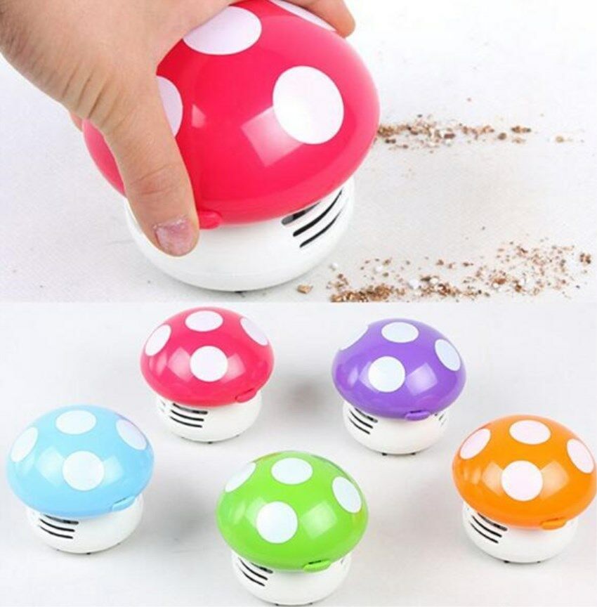 Ritzy Cute Mini Mushroom Corner Desk Table Dust Vacuum Cleaner Sweeper Nice