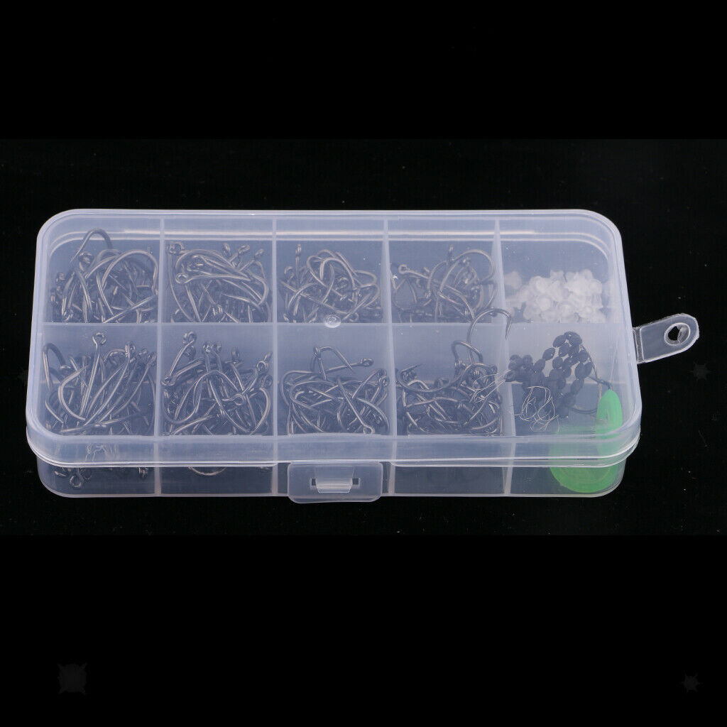 200pcs Octopus Fishing Hooks  Offset Hooks w/ Float Stoppers & Rig Beads