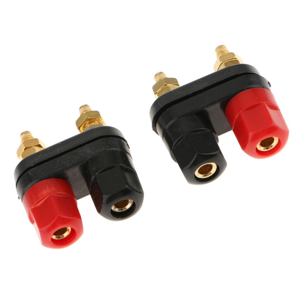 2Pcs Insulated Terminal Binding Post Power Amplifier Dual 2-way Banana Plug