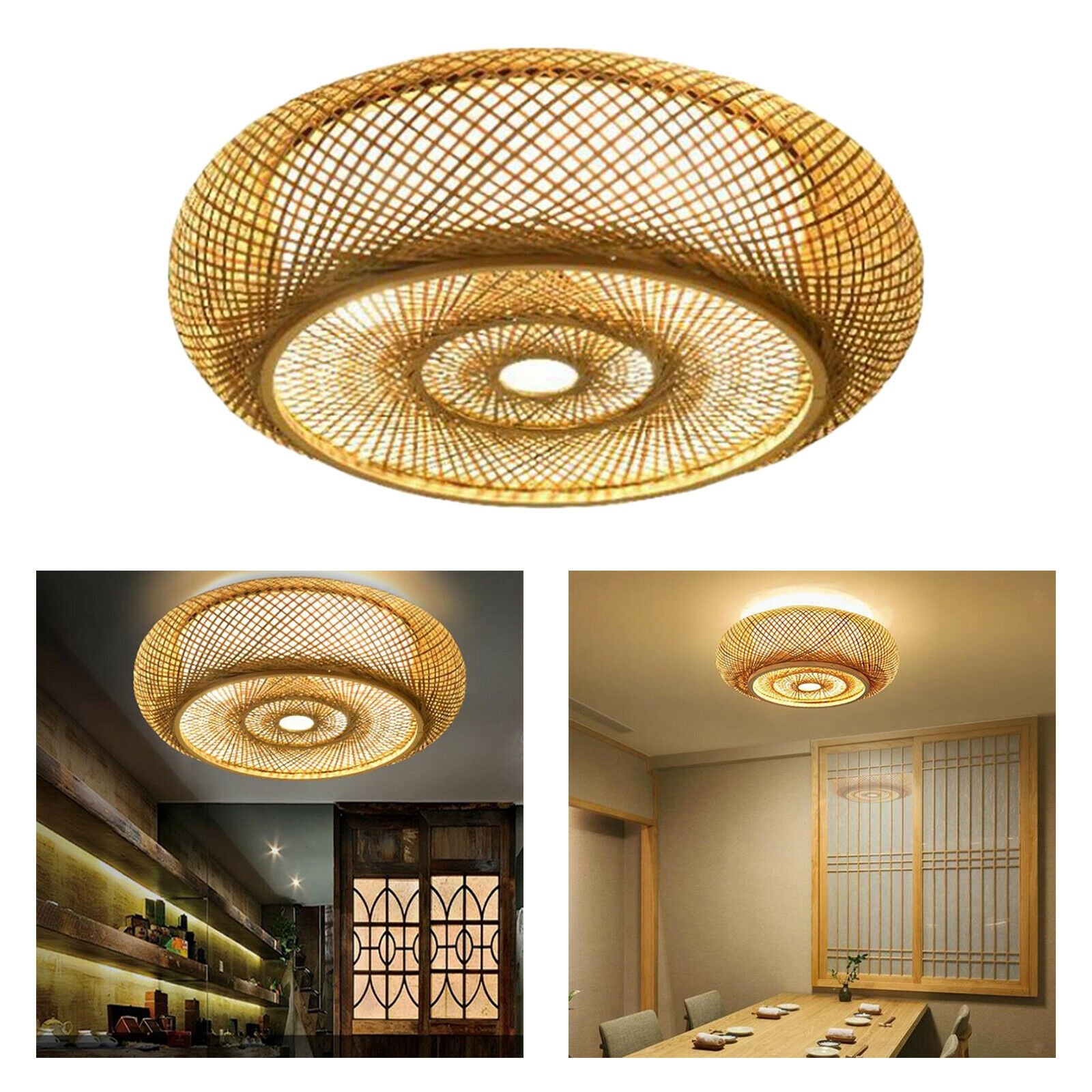 Nordic Style Bamboo Lampshade Hotel Cafe Ceiling Light Chandelier Cover
