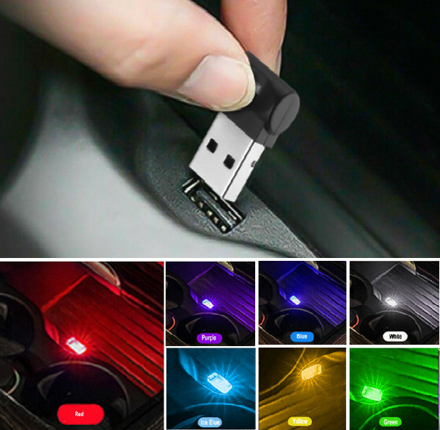 1Pc USB LED Car Interior Lamp Neon Atmosphere Ambient Light Bulb Accessories ~