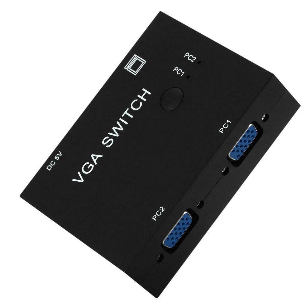 1 Monitor to 2 PC 2-port SVGA VGA Manual Sharing Switch Switcher Box Selector