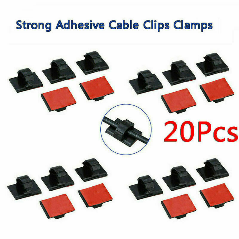 20Pcs Sticky Car Cable Tidy Organizer Clips Clamp Holder Desk Wire Tie Fixer AU