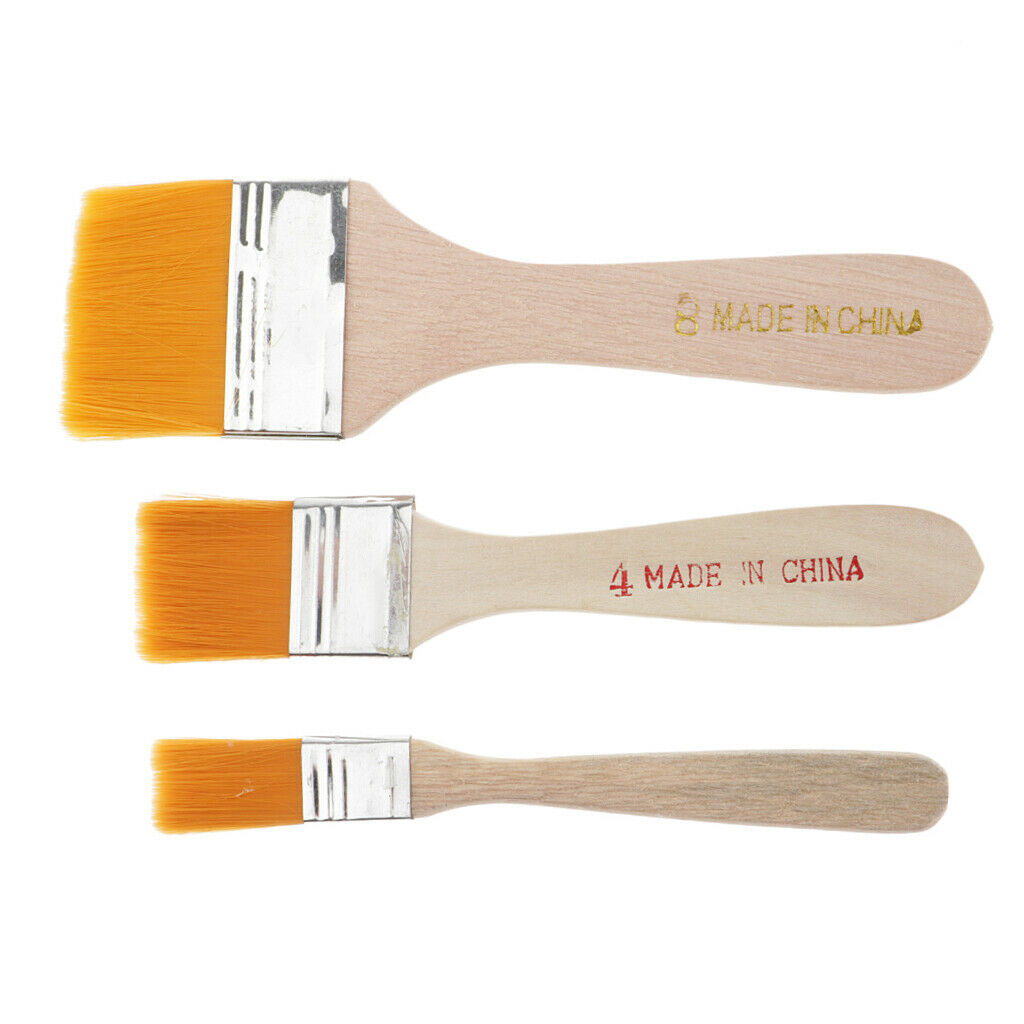 3pcs wood handle nylon hair brush students kids art crafts oil painting Tool