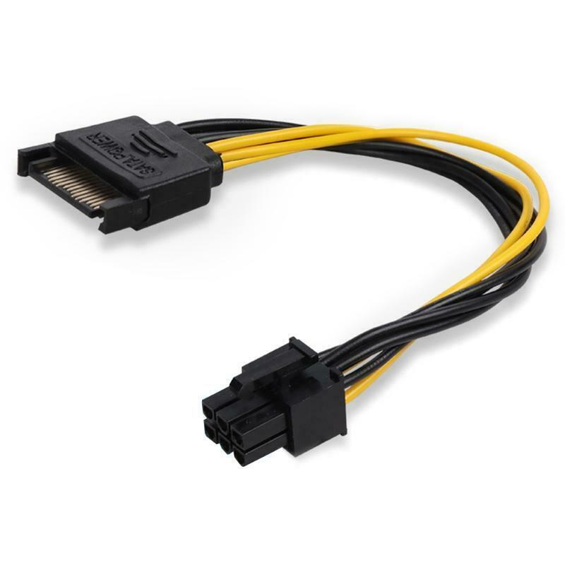 SATA 8-Inch 15-Pin to 6-Pin PCI Express Card Power Cable Adapter