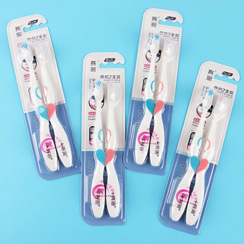 2pcs Soft-bristle Heart Couple Brush Teeth Eco Friendly Adults Toothbru.l8