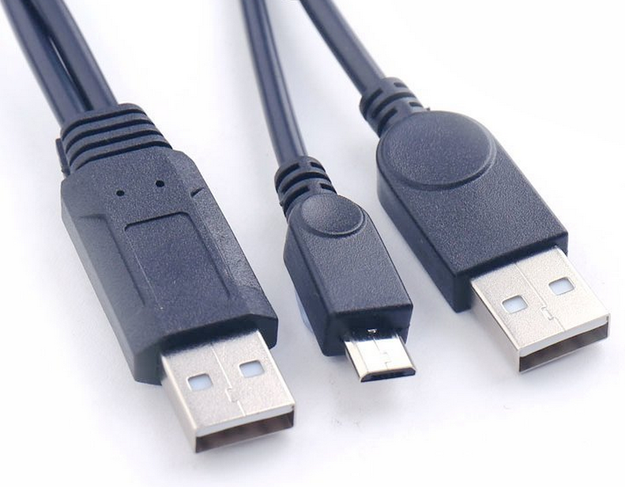 New USB 2.0 A Male to A Male + Micro 5pin Male Data Power Y Cable HDD Hard Drive