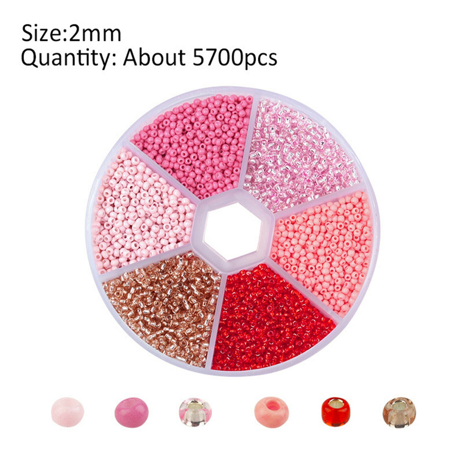 5700Pcs 2mm Loose Spacer Beads Spacers DIY Supplies Necklace Red Series