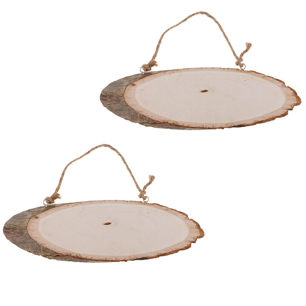 2pcs Large Rustic Natural Wood Pine Tree Slices Oval Wedding Christmas DIY
