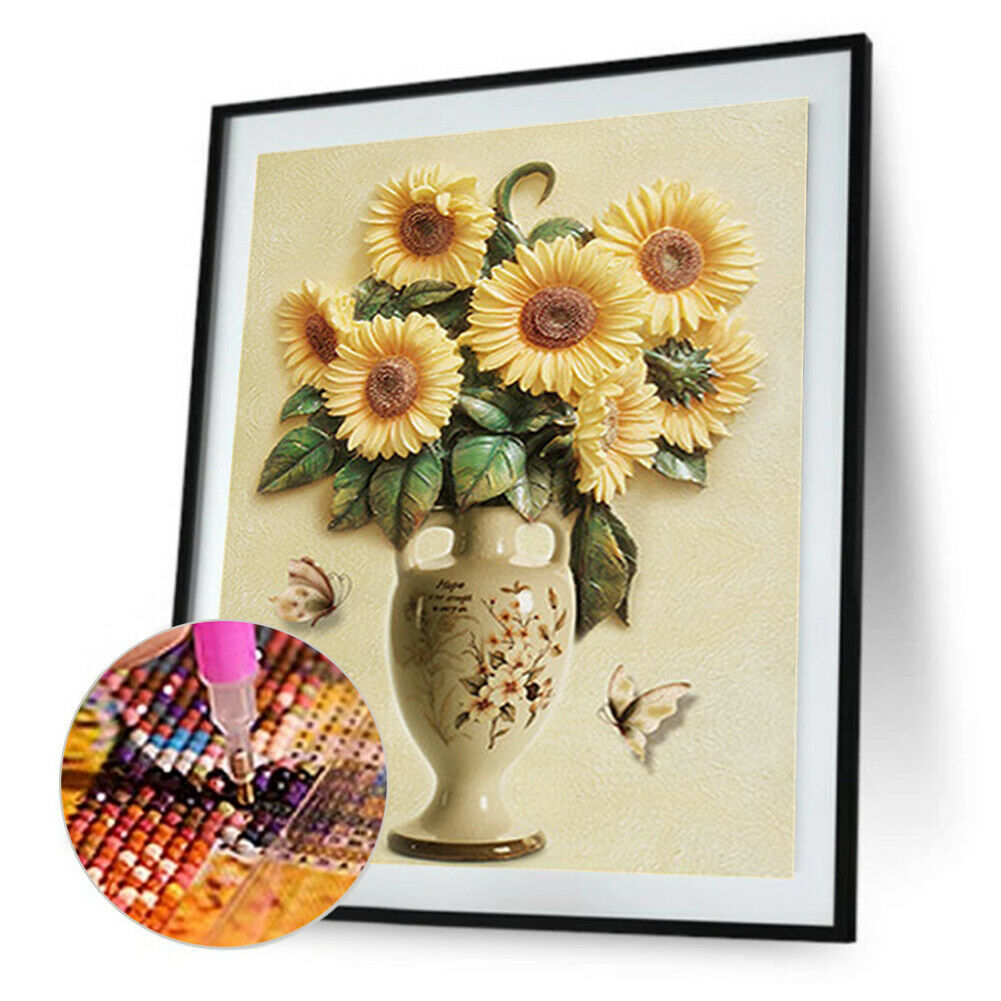 5D DIY Diamond Painting Golden Peafowl Flower Full Round Drill Embroidery  @