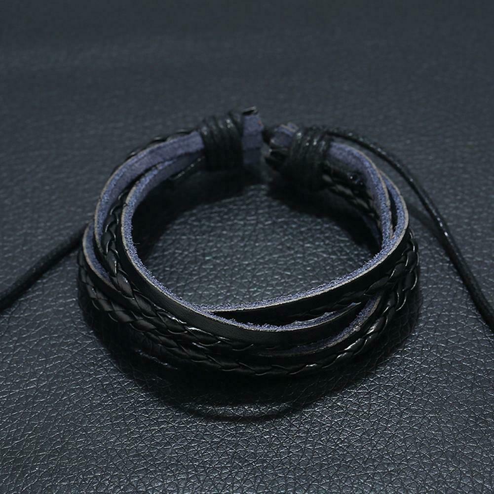 Retro Weave Cowhide Leather Rope Bracelet Ethnic Charm Bangle Men Jewelry @