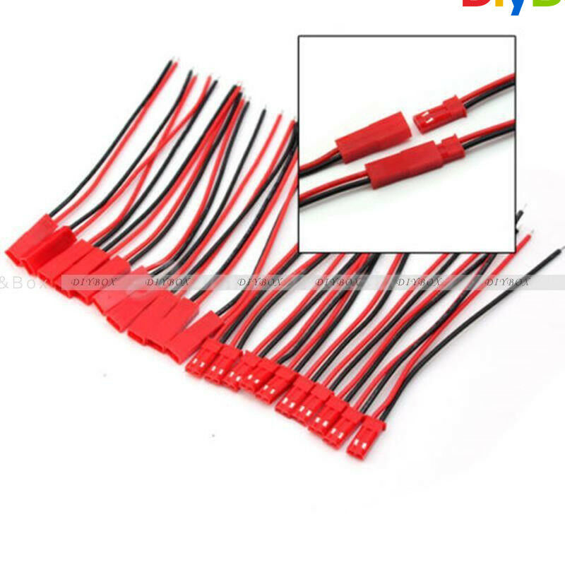 20PCS Male&Female JST 2Pin Connector Plug Cable Line Set For RC BEC Lipo Battery