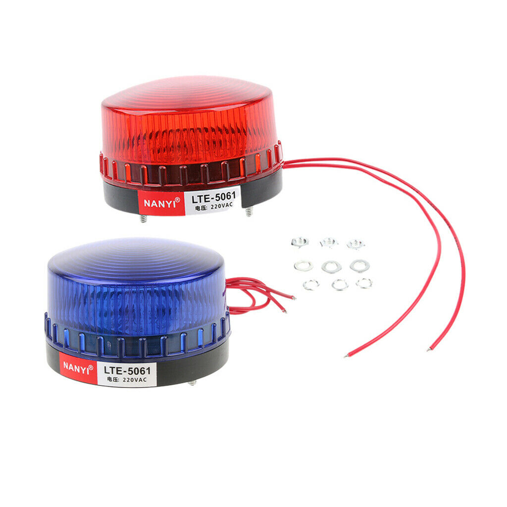 Red+Blue LED Light Warning Flash Emergency Signal Round Shaped Highlight 220V