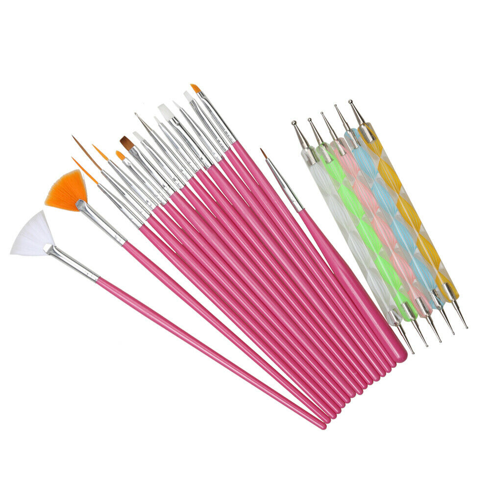 20pcs Nail Art Design Set Dotting Painting Drawing Polish Brushes Pen  Pink
