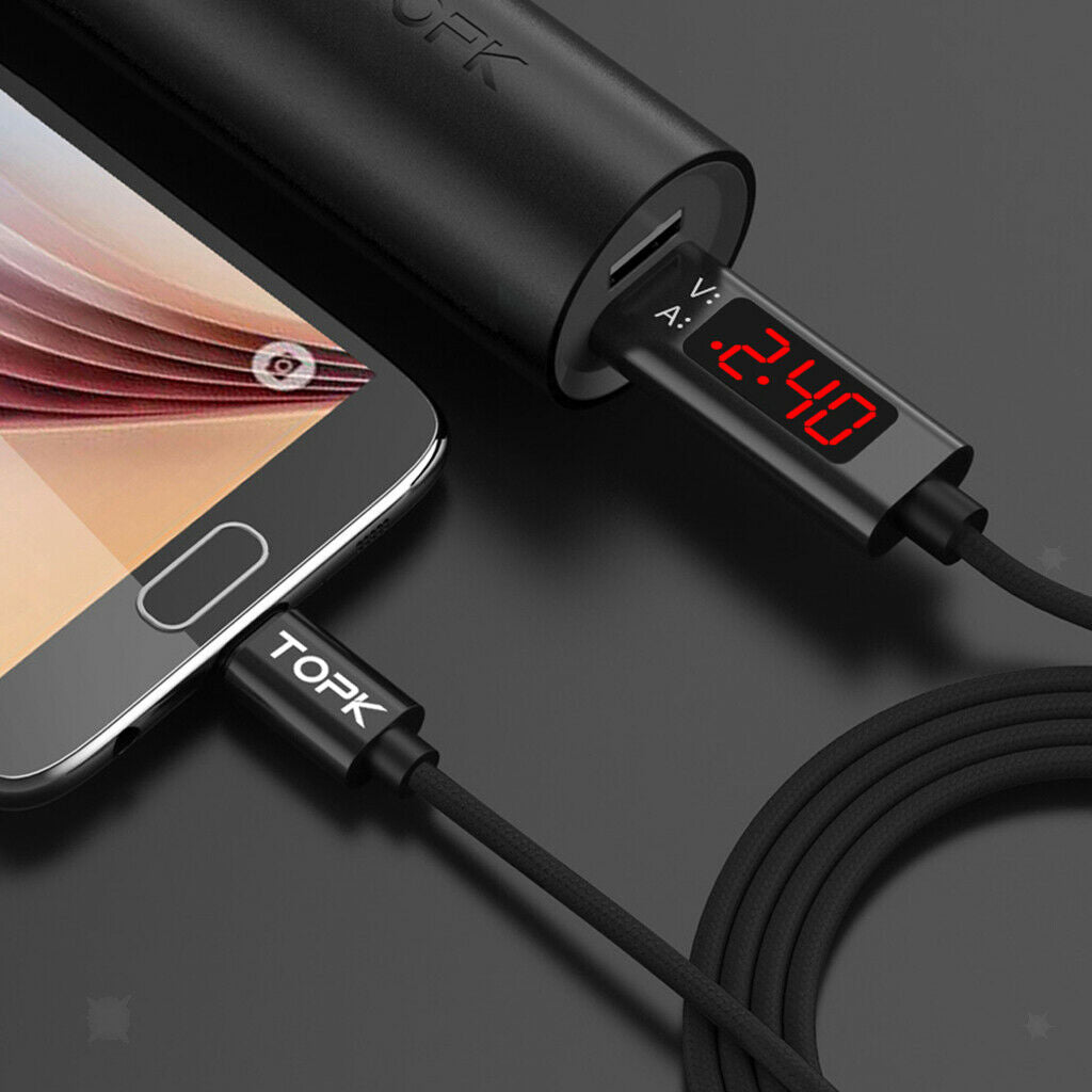 Fast Charging Smart Voltage/Current USB Cable 39inch for Android Phone Black