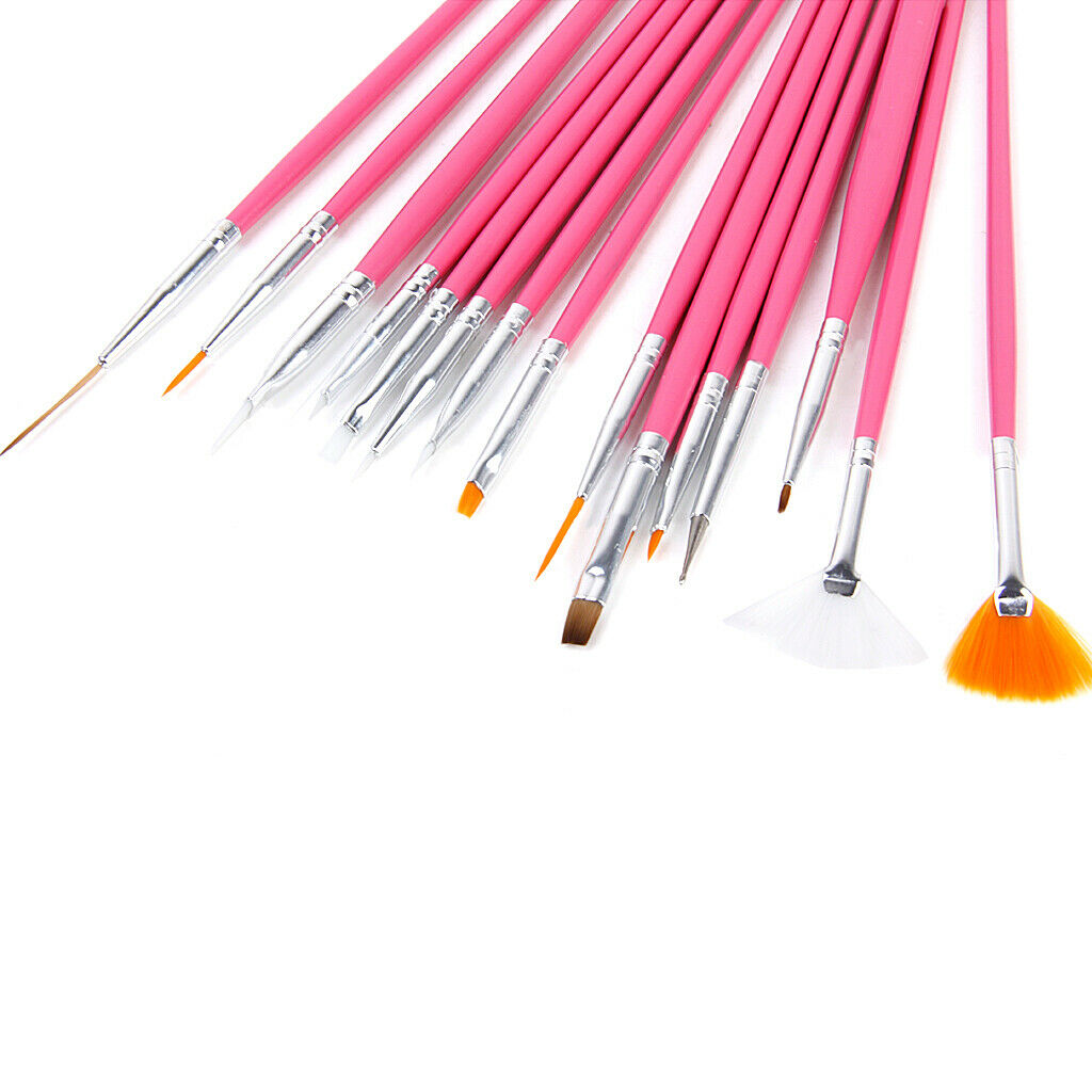 15pcs Nail Art Design Painting Drawing Painting Pen Brush Tool Set - Pink