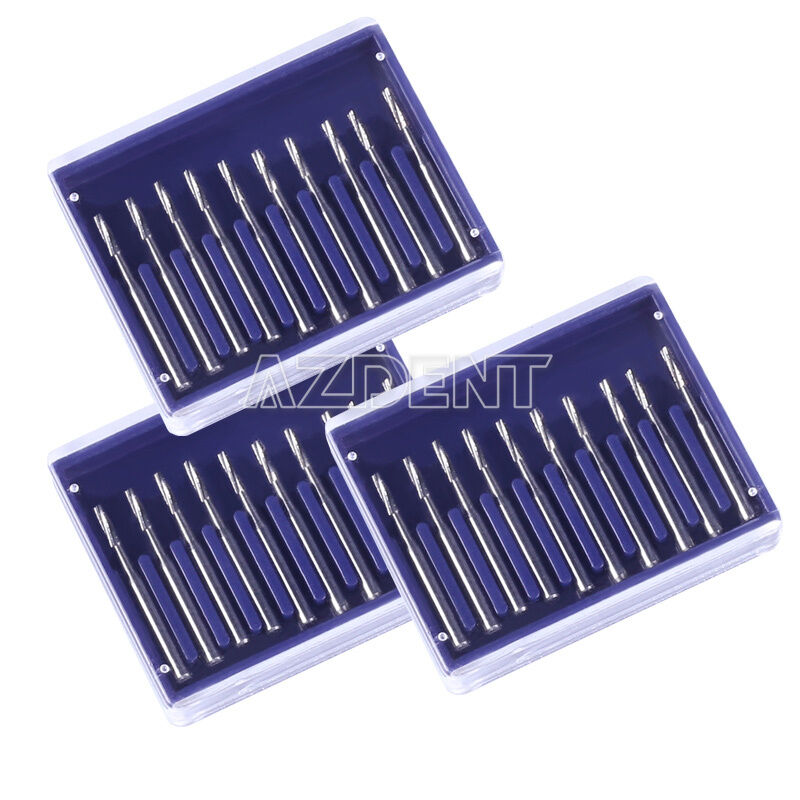 20 Kits Dental Carbide Tungsten Steel Burs Drill Cylinderical Fissure Type FG557