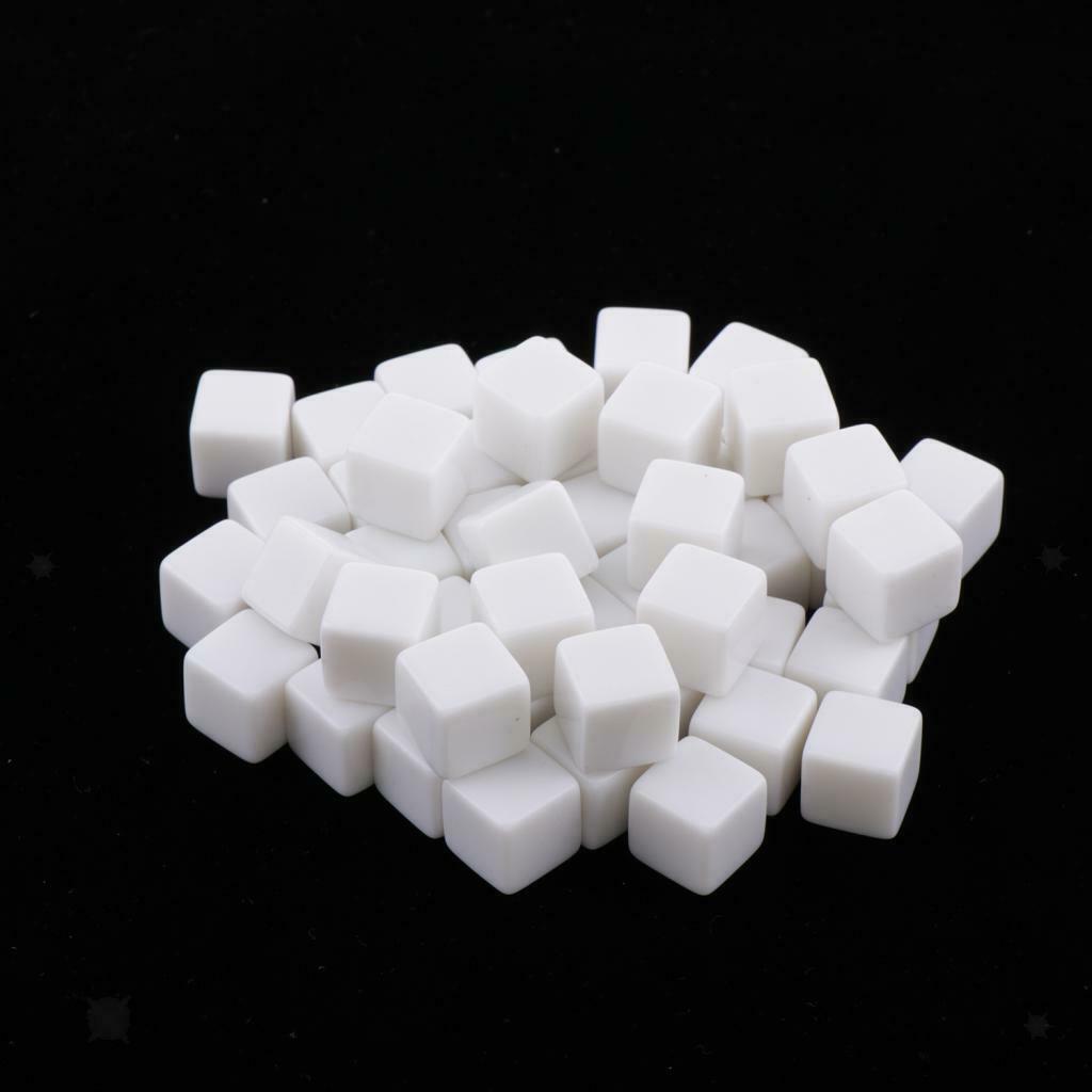 14MM Blank White Dice for Board Games, DIY, Fun, and Teaching, Pack of 50