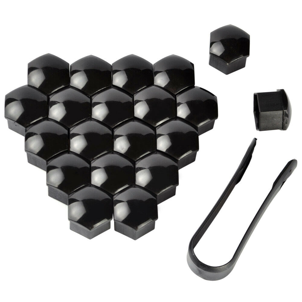20Pcs 19mm Gloss Black Wheel Nut Bolt Covers Universal Suits All Cars
