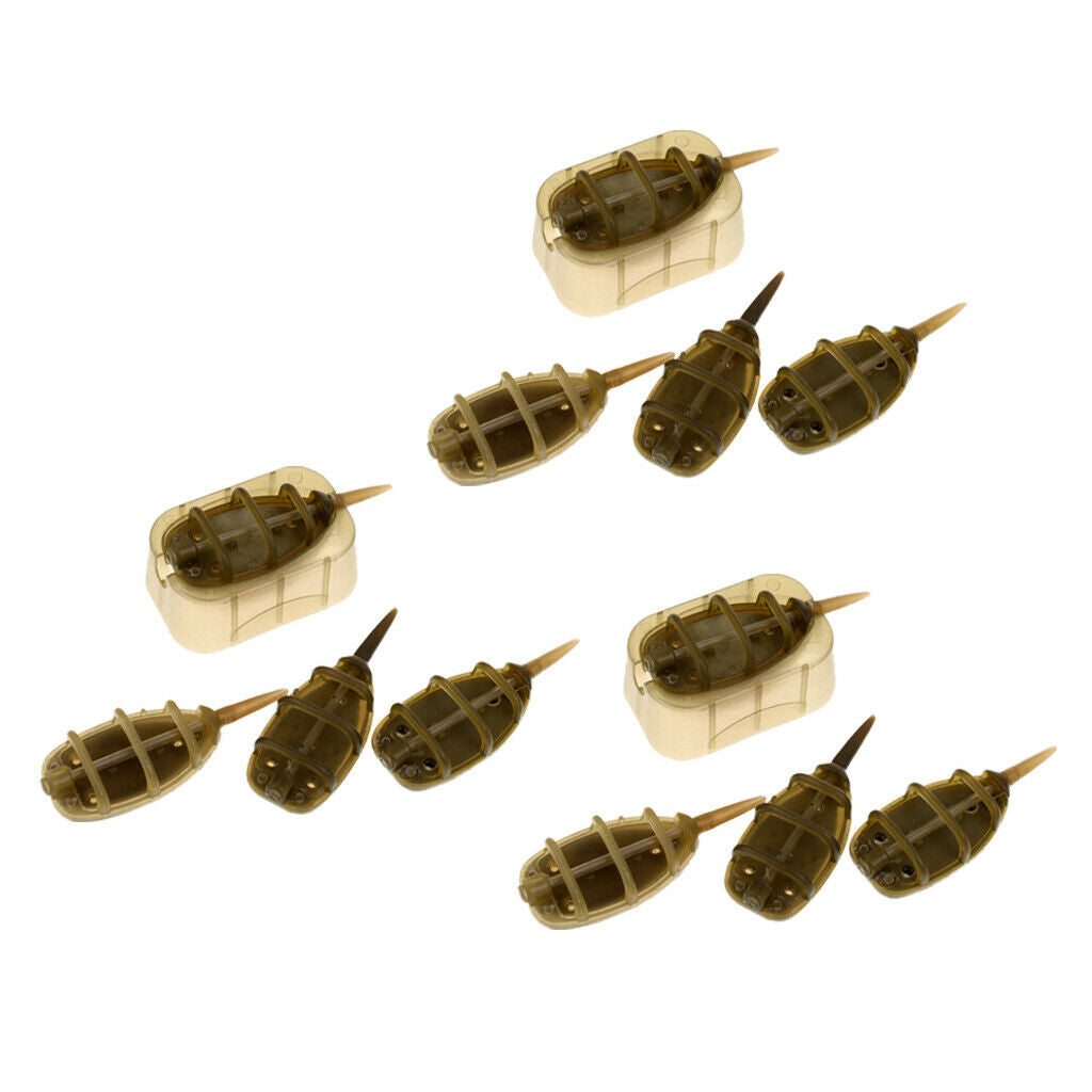 MagiDeal 12Pcs Feeder In-line Method Lures Basket Bait Trap Lead Sinker