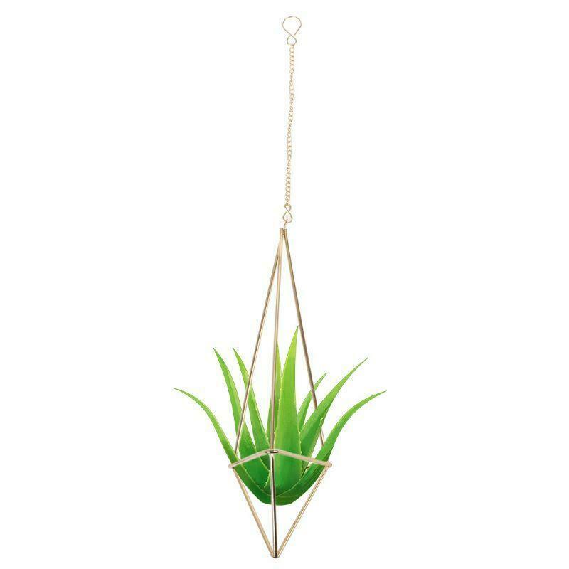 Minimalist Geometric Hanging Iron Air Plants Rack Chain Tillandsia Holder Mini