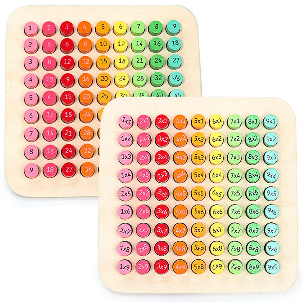 Wooden Math Multiplication Table Board Montessori Keyboard Education Toys