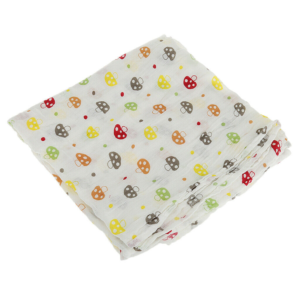 1Pcs Muslin Cotton Blanket Newborn Baby Blanket Swaddle Bath Towel Mushroom