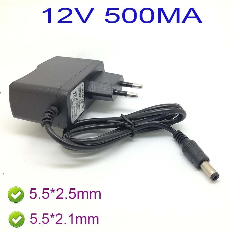 EU AC 100-240V  Adapter DC 12V 500mA 0.5A Power Supply  charger 5.5 x 2.5MM /SX
