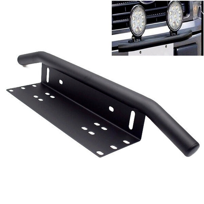 Black Duty Offroad Bumper License Plate Mounting Bracket LED Fog Light