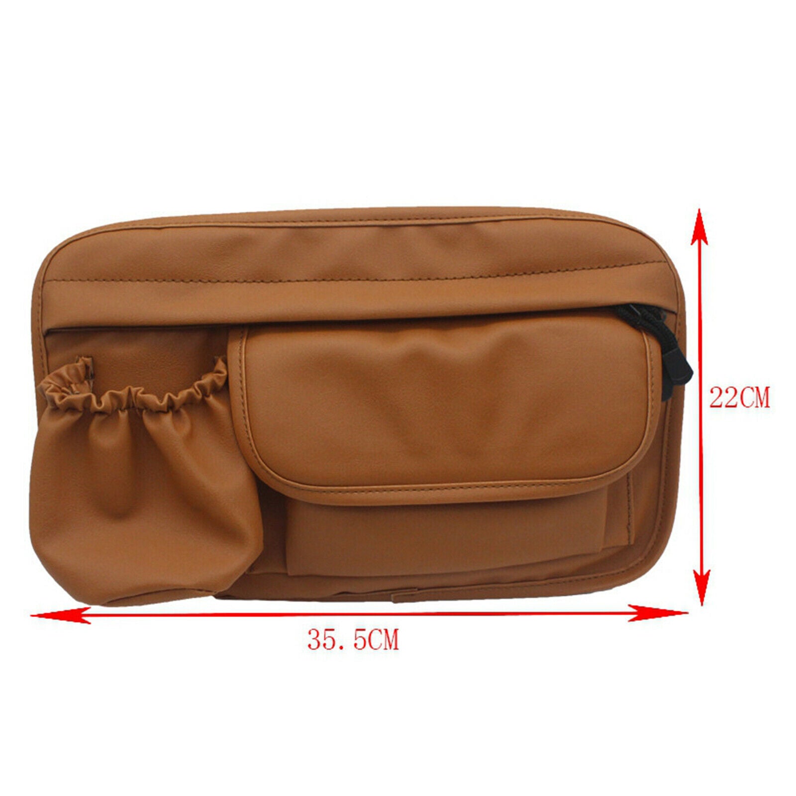 Brown Motorcycle PU Leather Saddle Bag Tool Bags Organizer Easy Install