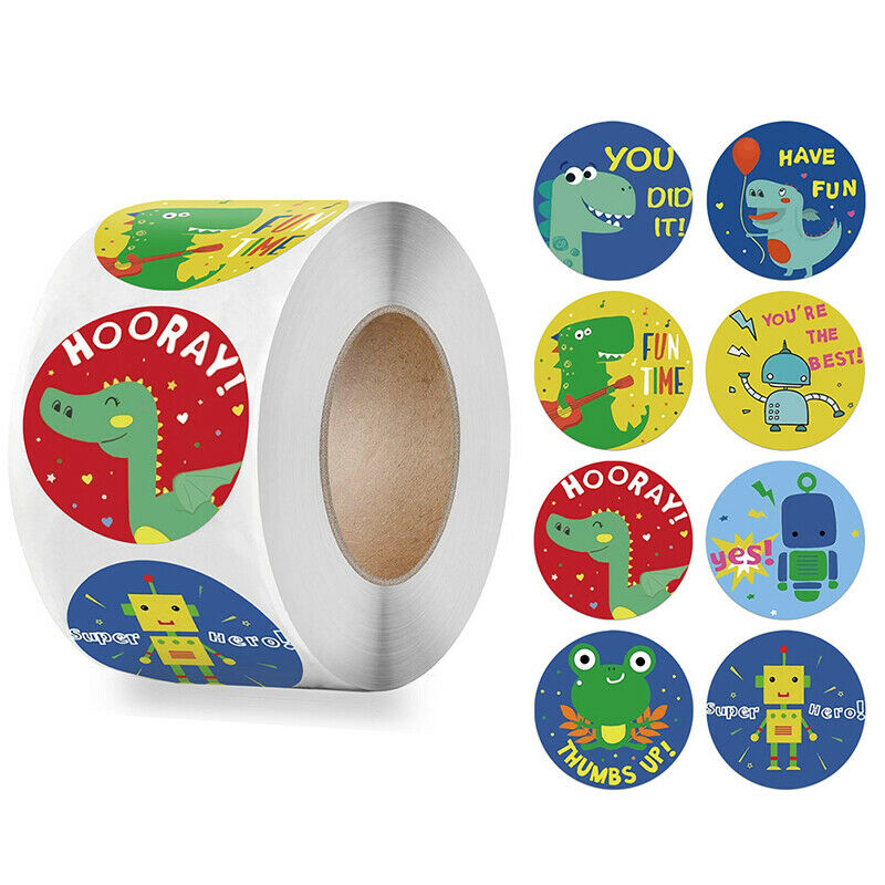 Animals Reward Stickers Roll 1 inch Cute Words Seal Labels for School Rew.l8