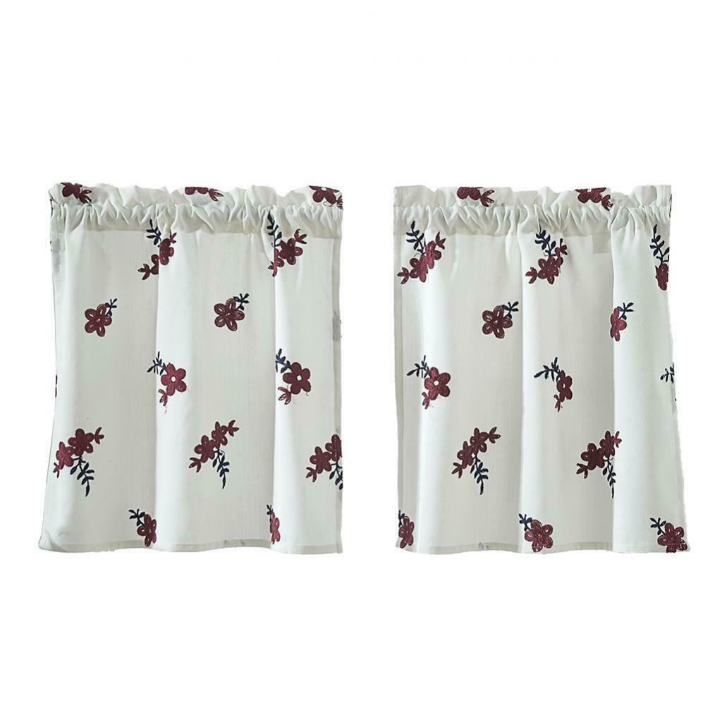 1Pcs Window Voile Sheer Curtain Valance Tiers 130x41cm_A