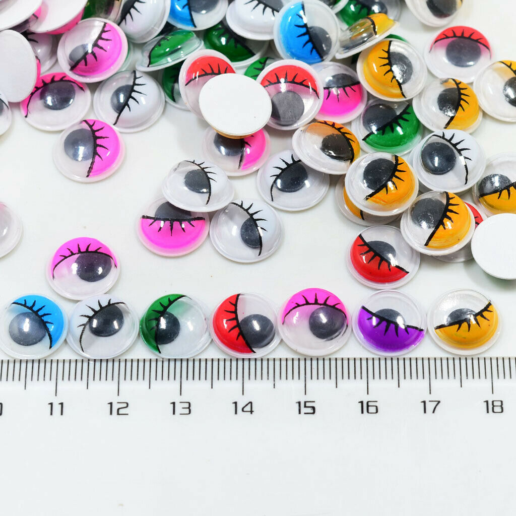 168x Colorful Plastic Wobbly Wiggle Eyes with Eyelashes for Craft Stickers