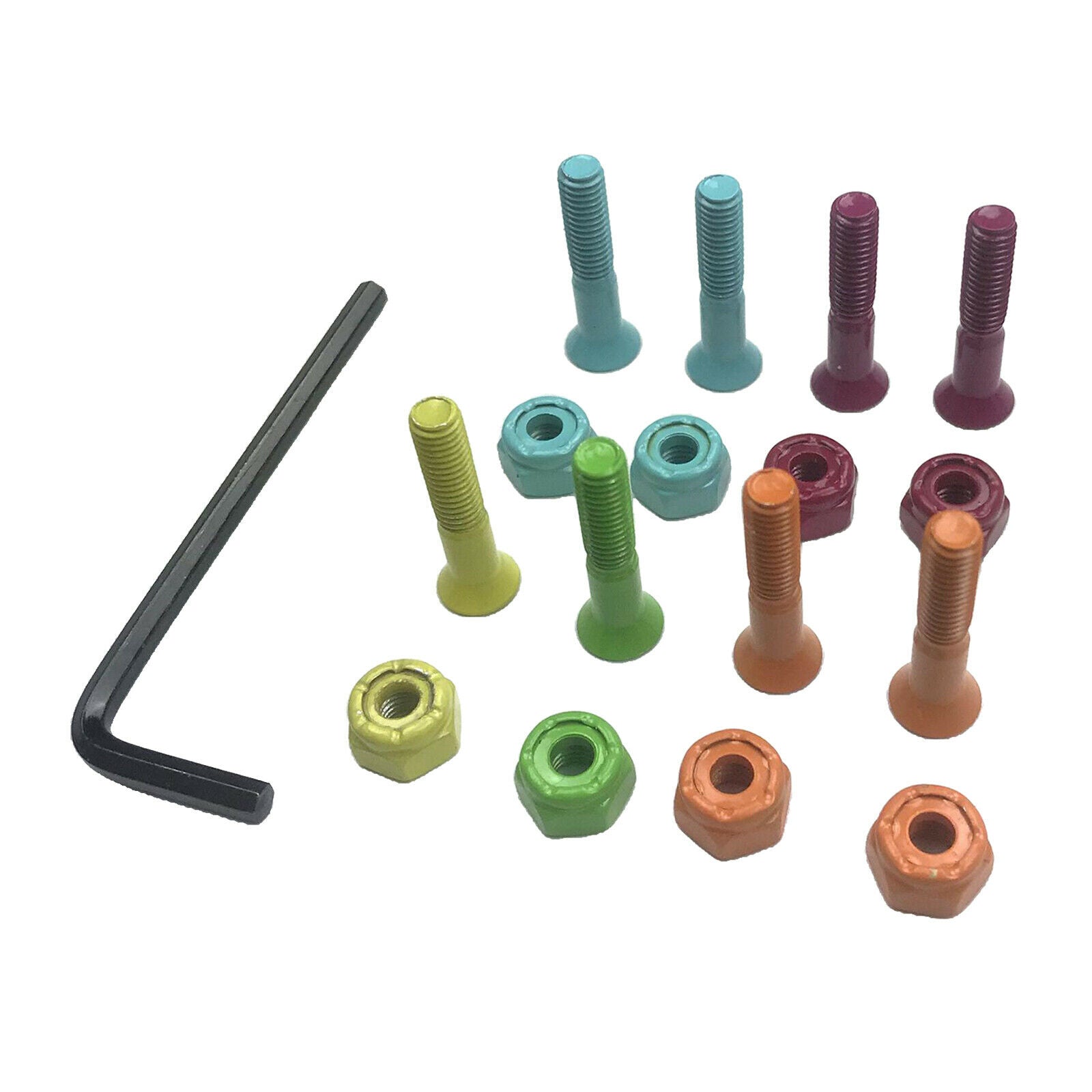 8Pieces Colorful Longboard Skateboard Truck Wheel Hardware Screws 1 Inches