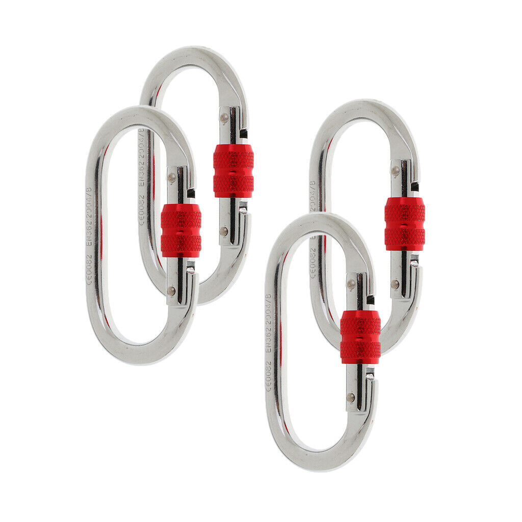 4 Pack Heavy Duty D-Ring Locking Carabiner, 25KN Large Carabiners Clip for