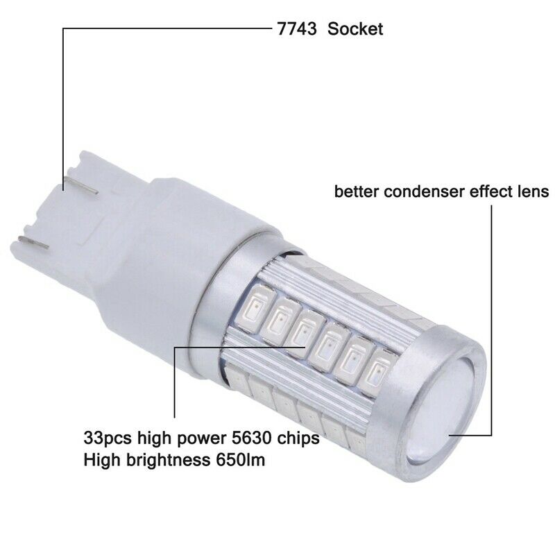 7443, T20 Led Bulbs Red 900 Lumens Super Bright Turn Signals Light Brake Stop K6