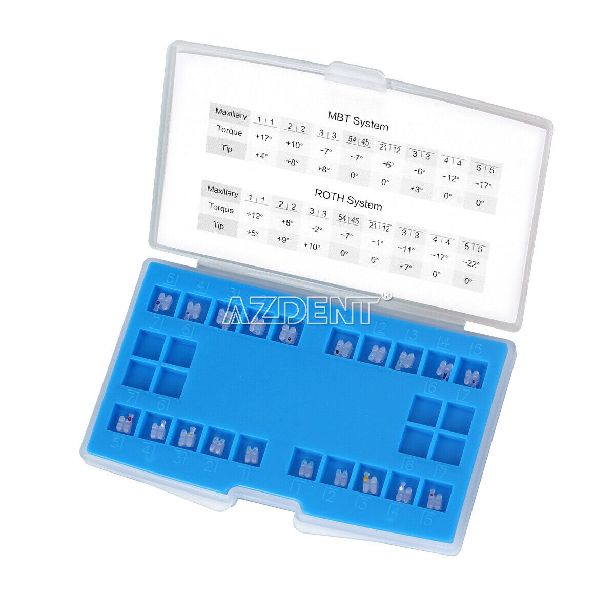 50 X Dental Orthodontic Ceramic Invisible Brackets Roth 0.022 3-4-5 Hooks AZDENT