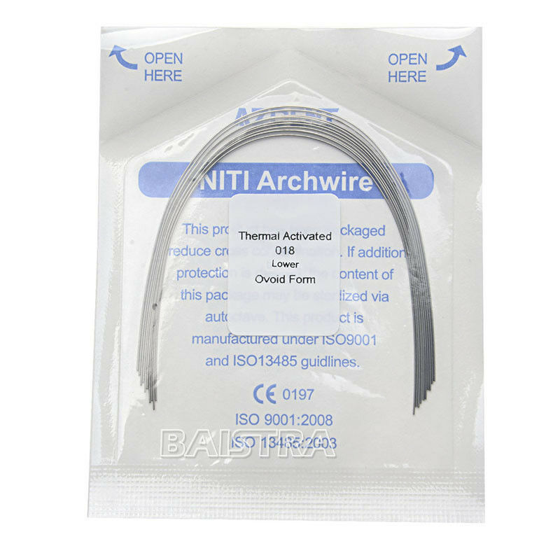 100 X Dental Orthodontic Heat Thermal Activated Niti Round Arch Wires 018 Lower