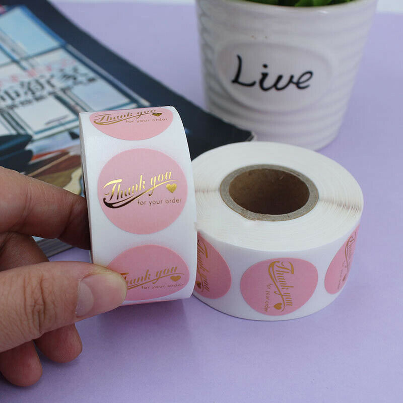 500pcs/roll pink thank you Stickers Scrapbooking Seal Labels Weddi.l8