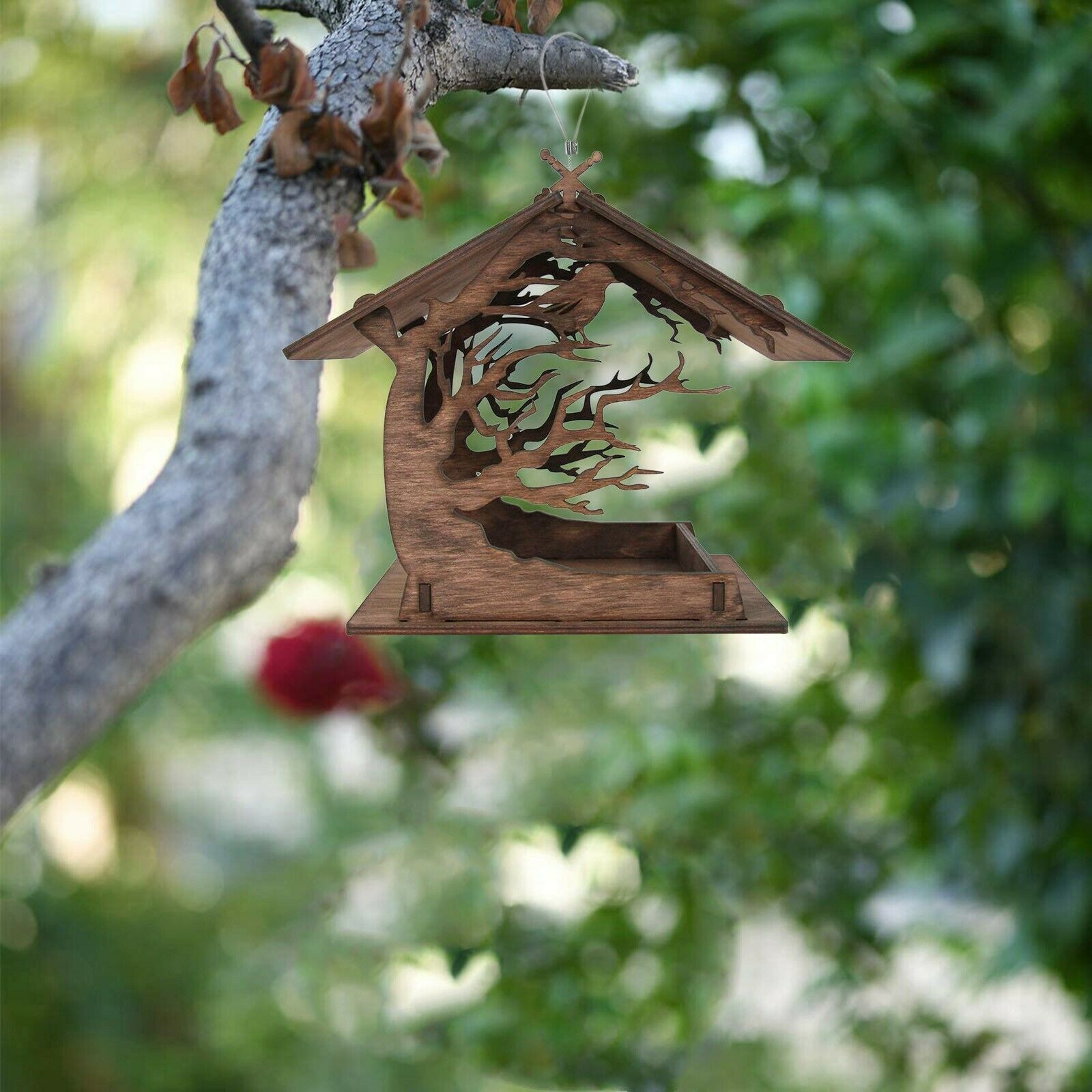 Attractive DIY Wooden Birdhouse Garden Gifts Courtyard Villa Balcony Bird Feeder