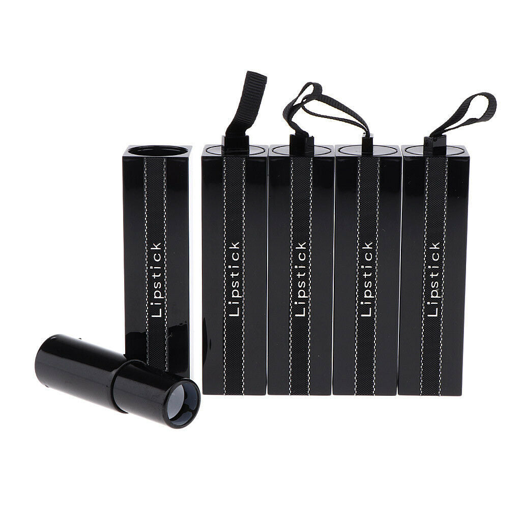 5pcs 1.21cm Black Lip Sticks Tube Lip Balm Cute Bottle Empty Cosmetic Gloss