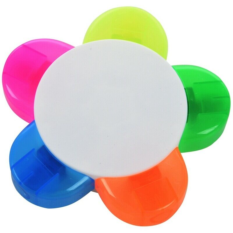 5 color highlighter pen marker pen stationery flower shape (pink, yellow, blueL3